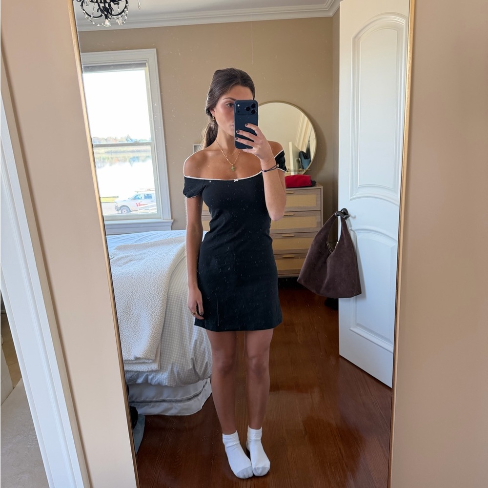Brandy Melville Black Off-Shoulder Dress
